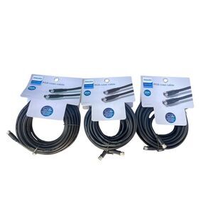 3 NEW Philips 25 ft (7.6 m) Audio/Video RG6 Coax Cable Universal Black